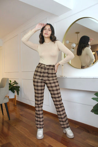 Pantalón Laura - beige con marrón